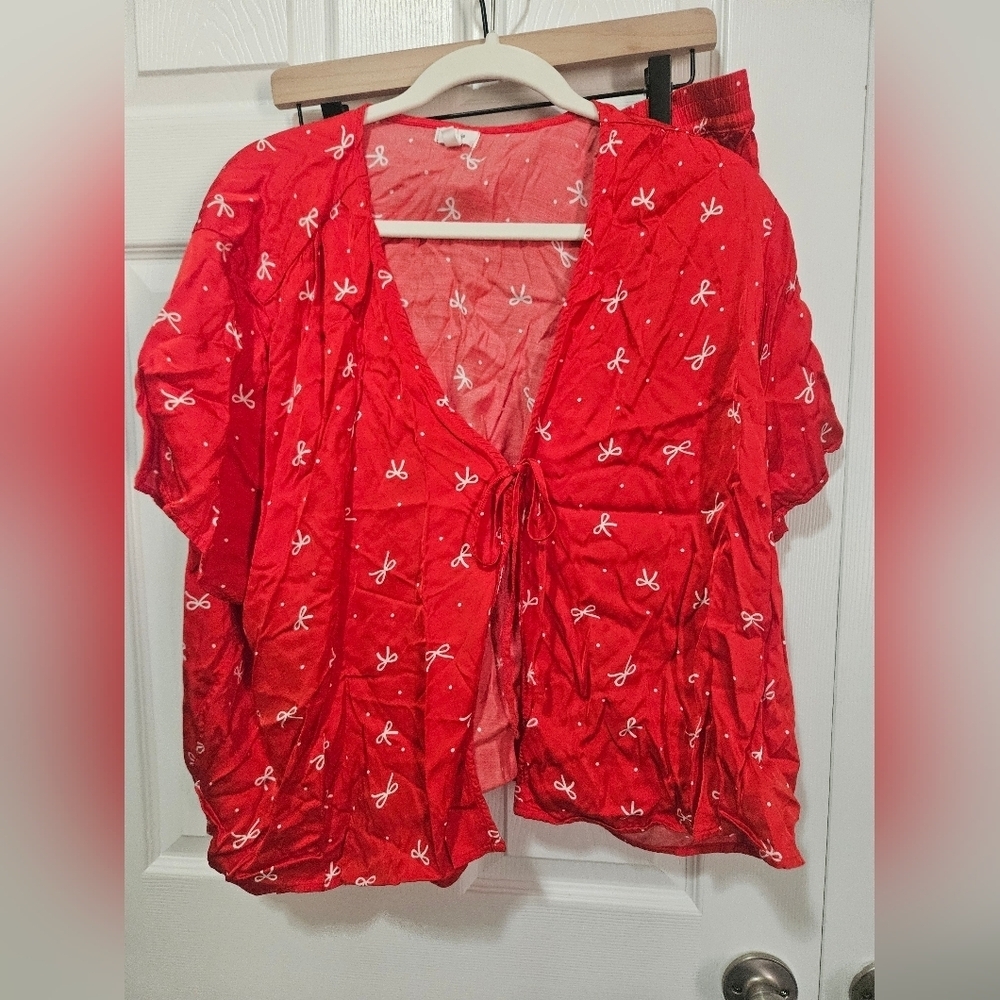 Aerie Satin Bow Pajamas XXL